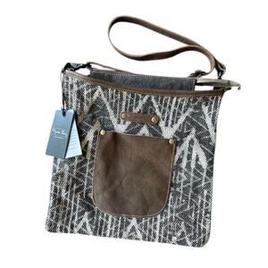 Myra Bag Cowhide Canvas Crossbody Boho Western Aztec Leather Purse NWT